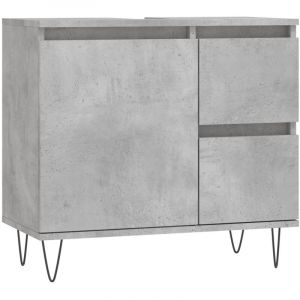VidaXL Armoire de Salle de Bain, Placard avec Compartiment et 2 Tiroirs, Meuble de Rangement avec Pieds Toilette, Moderne, Gris Béton Bois d'Ingénierie