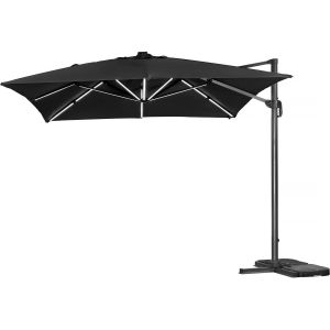 Habitat et Jardin Parasol jardin déporté LED Alu 'Sun 3 Luxe' - Carré - 3 x 3 m - Noir