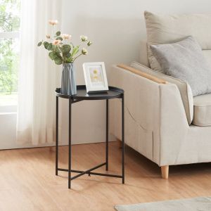 Table d'appoint Sälen avec plateau rond métal 40 x 50 cm noir