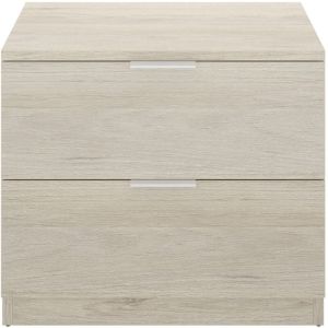 Pegane Table de chevet, table de nuit en bois avec 2 tiroirs coloris ch&ecirc;ne naturel - Longueur 50 x Profondeur 34 x Hauteur 46 cm