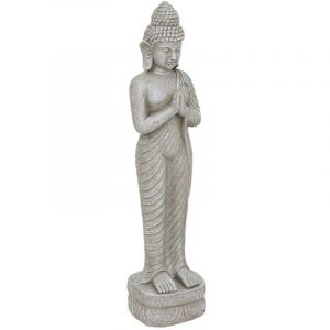 Atmosphera Créateur D'intérieur - Statuette d exterieur bouddha Sakin gris H100cm