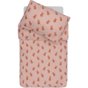 Jollein Parure de lit pour Enfant - Miffy Shadow, Rose Sauvage - 100 x 140 cm - 100% Coton - Certifié Oeko-Tex - Parure de lit pour bébé avec taie d'oreiller