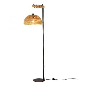 Lampe sur pied bois &ldquo;SALVIA&rdquo; abat-jour corde jute beige douille E27