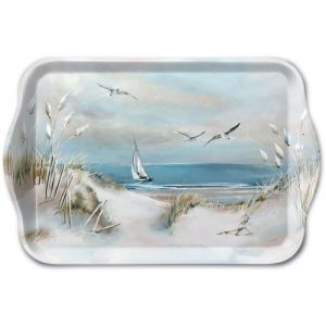 Ambiente Mini plateau rectangulaire en m&eacute;lamine Dunes et voilier