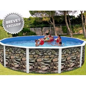 Toi Piscine 8526 - Piscine acier ronde Muro aspect pierre 350 x 120 cm