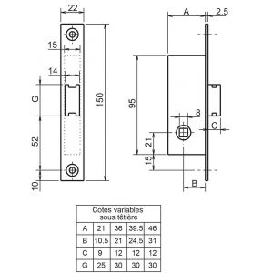 Dom Metalux Serrure 1 point coffre 20/21 d F120211000