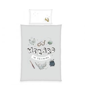 Herding Parure de Lit Harry Potter, Taie d'Oreiller 40 x 60 cm avec motif réversible, Housse de Couette 100 x 135 cm, avec Fermeture éclair, 100% Coton/Renforcé