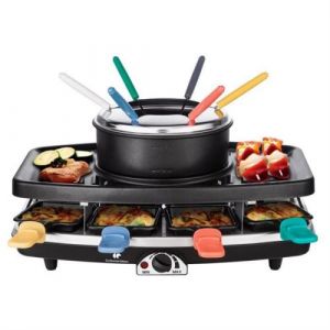 Appareil a Raclette CONTINENTAL EDISON FD12881 et fondue 8 personnes Noir