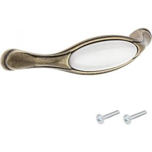 Cyclingcolors Poignée meuble vintage zamak finition laiton porcelaine céramique entraxe 96 mm