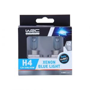 WRC 007552 2 Ampoules Voiture H4 55/60W - Xenon Blue Light - Feux de Route, Feux de Croisement, Anti Brouillard Avant, Ampoule