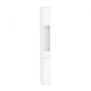 Sobuy Colonne de salle de bain avec un tiroir Blanc 19,99x19,99x180,01cm Fonctionnel BZR34-II-W