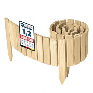 Garronda cl&ocirc;ture de Jardin en Bois Bordure Jardin Cloture Jardin Exterieur, Palissade Bordurette Longueur: 200 cm GD-0149 (Naturel (Non impr&eacute;gn&eacute;),