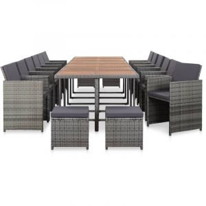 VidaXL Salon de jardin 17 pcs avec coussins Résine tressée Anthracite