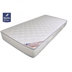 Lot de 2 Matelas 80x190 Hauteur 18 Cm Mousse Haute Résilence HR 30 Kg/m3 Soutien Ferme + 2 Protèges Matelas + 2 Oreillers à Mémoire de Forme