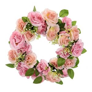 Flair Couronne en rotin Roses Rose