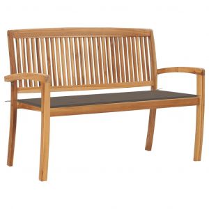 VidaXL Banc de jardin empilable et coussin 128,5cm Bois de teck massif Taupe