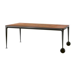 Magis Table Avec Roues Big Will 200 X 105 Cm (Noyer Am&eacute;ricain Et Noir Mat - Pieds En Aluminium Peint Et Plateau En Bois)