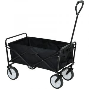 Chariot pliable pour plage avec roues en plastique et capacité de charge maximale de 120 kg en noir