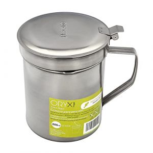 ORYX 5027165 Graisse acier inoxydable huilier 1,0 l avec passoire et couvercle, récipient recyclé huile usée poisson