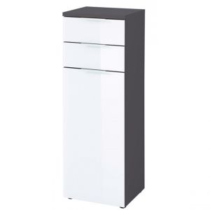 Image de Pegane Armoire avec 1 porte coloris Graphite/Blanc - 39 x 112 x 34 cm -