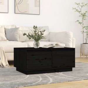 VidaXL Table basse Noir 80x50x35 cm Bois massif de pin Noir