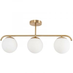 Barcelona led Plafonnier triple globe en verre et m&eacute;tal dor&eacute; TAL&Iacute; - 3xE27