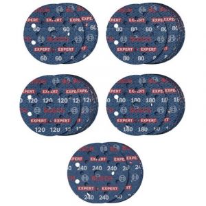 Bosch Coffret de disques abrasifs EXPERT O780, 125 mm,G60/G80/G120/G180/G240 260890242
