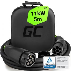 Green Cell C&acirc;ble de recharge pour v&eacute;hicule &eacute;lectrique Evkabgc03, noir, type 2, 3,5 m