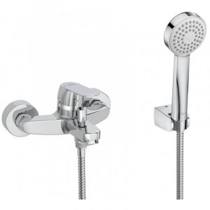 Image de Roca Mitigeur Bain-Douche Alfa Extérieur Inverseur Automatique Avec Retenue De Douchette Flexible De 1,70m Et Support Fixe Chromé