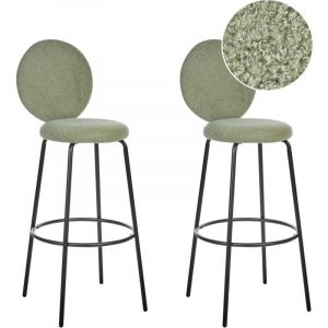 Beliani Bouclé Tabouret De Bar Set De 2 Vert Clair Emery
