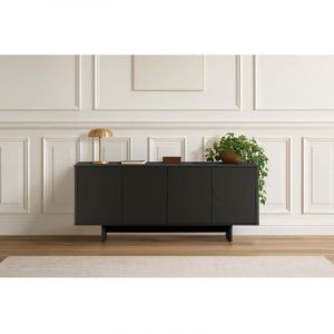 Bobochic Buffet 4 portes 180 cm ESTEBAN formes géométriques Noir