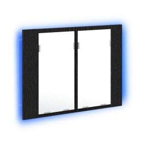 VidaXL Armoire miroir de salle de bain - Ch&ecirc;ne noir - 60x12x45 cm - Bois ding&eacute;nierie - 2 portes - 2 &eacute;tag&egrave;res