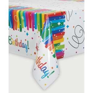 Unique Party 49563 - Nappe en Plastique Anniversaire N%u0153uds Arc-en-Ciel 213 cm x 137 cm