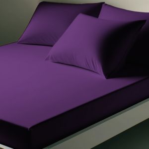 Drap-housse percale de coton TERTIO - Violet