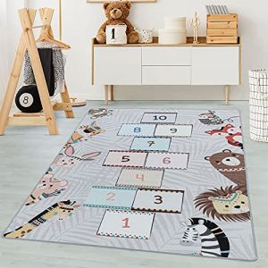 Carpetsale24 Tapis enfant tapis déveil tapis la marelle color gris 80x120 cm tapis chambre enfant tapis chambre bébé