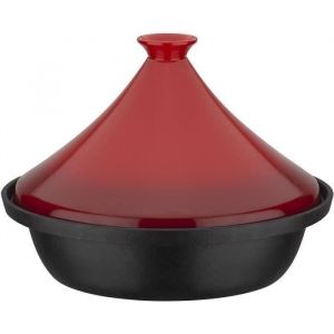 Tajine en fonte massive - GSW - 30 x 22 cm - Couvercle c&eacute;ramique - Induction - Rouge