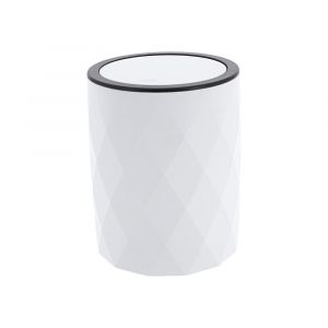 Tendance Poubelle de salle de bain 6L avec couvercle &agrave; bascule - d&eacute;co Diamant Blanc et noir
