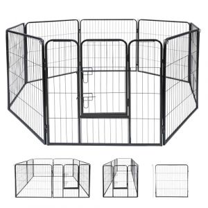 Parc à chat et à chien - pliable - différentes formes - intérieur et extérieur - 210 x 80 CM - métal - noir