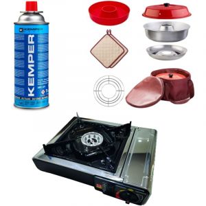 Pack omnia Four et accessoires + incasa Réchaud à gaz portable + kemper 2 Cartouches de gaz