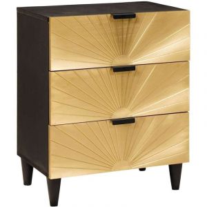 VidaXL Table de chevet avec tiroir Noir et or 50 x 33 x 60 cm