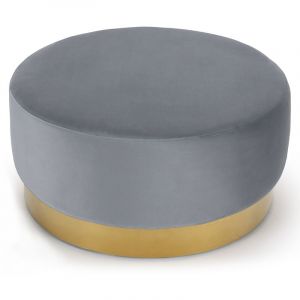 Image de Cotecosy MENZZO Pouf Rond Daisy Velours Argent Pied Or