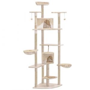 VidaXL Arbre à chat avec griffoirs en sisal 203 cm Beige et Blanc