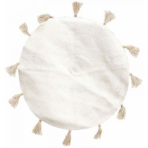 Image de The home deco factory Tapis rond coton pompon beige 90 cm Ø 90 Beige