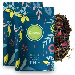 Comptoir français du thé - Kimono - 2x100 grammes de thé vert vrac aux saveurs de pêche et d’abricot