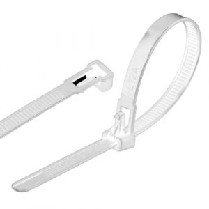 GARDENIX Lot de 100 serre-c&acirc;bles pour plantes (7,6 mm x 300 mm, blanc), r&eacute;utilisables, r&eacute;glables