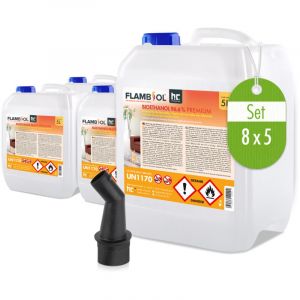 Höfer Chemie 8x 5 L Bioéthanol 966% FLAMBIOL pour cheminées en bidon de 5 L
