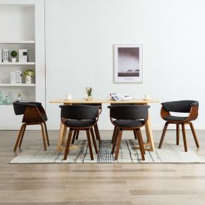 VidaXL Chaises de Salle à Manger Gris Bois Courbé et Tissu 6 pcs