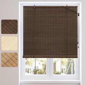 Woltu - Store Enrouleur Bambou, 60x160 cm, Store Bambou, Store V&eacute;nitien en Bambou, Store Occultant, Respirant, pour Fen&ecirc;tre et Porte, Marron fonc&eacute;