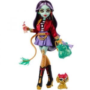 Monster High Poupée Jinafire Long, dragon avec animal Cloudy « Yun Yun » et 7 accessoires comme un carnet de croquis, une boisson au yaourt, un sac à dos et plus encore, HYV58