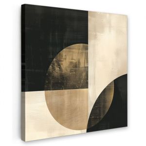 TABLEAU SUR TOILE Abstrait - Formes g&eacute;om&eacute;triques - Noir - Or 50x50 cm